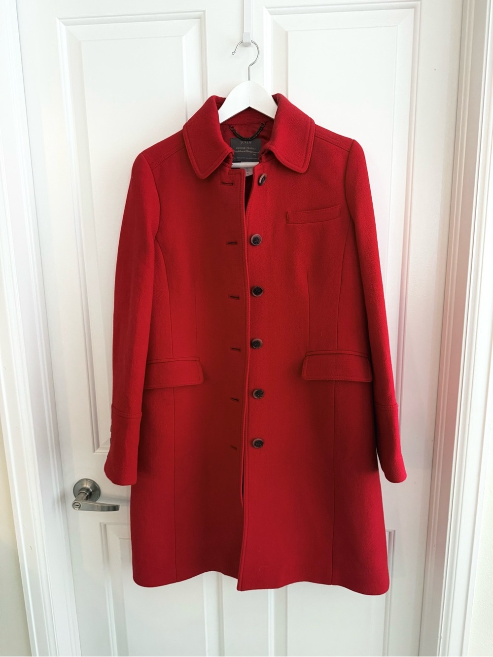 J. Crew Red Wool Button-Front Pea Coat